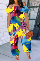 Комбинезон Harlan с открытыми плечами и цветным модным принтом в стиле пэчворк