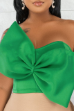 Grüne sexy feste Patchwork-Trägerlose Oberteile