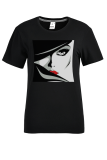 Schwarze Mode-Druck-Patchwork-T-Shirts mit O-Ausschnitt