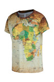 Multicolor Mode Casual Print Patchwork T-shirts met O-hals