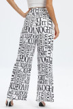 Черно-белые модные повседневные брюки с принтом в стиле пэчворк с высокой талией и широкими штанинами с полным принтом