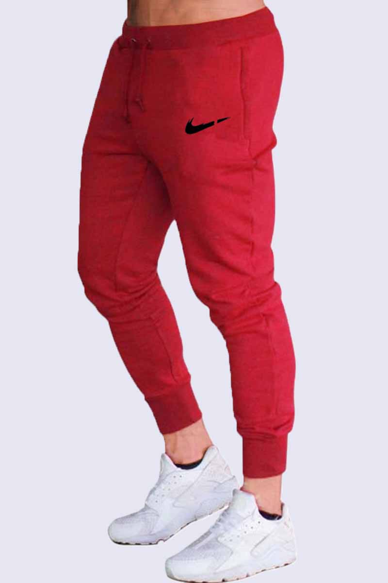 

Red Fashion Casual Print Patchwork Mid Waist Pencil Pants