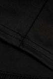 Svarta eleganta solida lapptäcken med rosett sned krage One Step kjolklänningar (utan bälte)