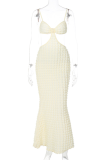 Абрикосовые сексуальные сплошные выдолбленные платья русалки с ремешком для спагетти