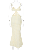 Абрикосовые сексуальные сплошные выдолбленные платья русалки с ремешком для спагетти