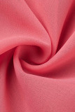 Roze sexy effen bandage uitgehold patchwork backless stringy zelfkant v-hals jurken