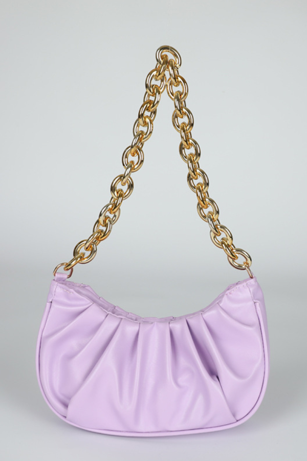 Фиолетовые модные повседневные однотонные сумки с цепочками