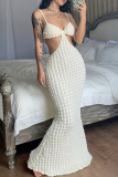 Apricot Sexy Solid Hollowed Out Spaghetti Strap Trumpet Mermaid Dresses