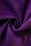 Púrpura Sexy Imprimir Patchwork Fold Halter A Line Vestidos
