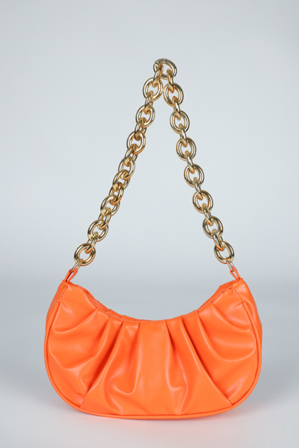 Модные повседневные однотонные сумки с цепочками Tangerine Red