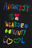 Camisetas con cuello en O y letras estampadas lindas y dulces grises