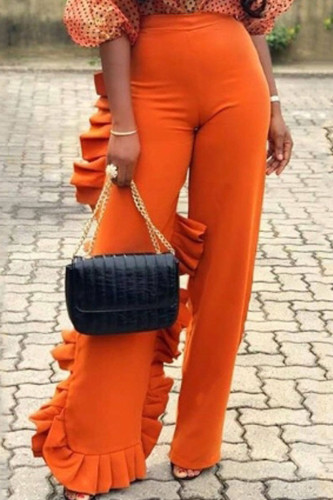 Arancione Casual Solid Patchwork Stringy Cimosa Plus Size