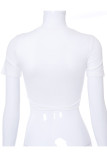 T-shirt con scollo a O con catene in patchwork con stampa casual alla moda bianca