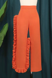 Orange Décontracté Solide Patchwork Stringy Selvedge Taille Plus