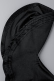 Vestido preto fashion sexy patchwork sólido sem costas fenda um ombro sem manga