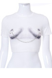 Camisetas con cuello en O de cadenas de patchwork con estampado casual de moda blanco
