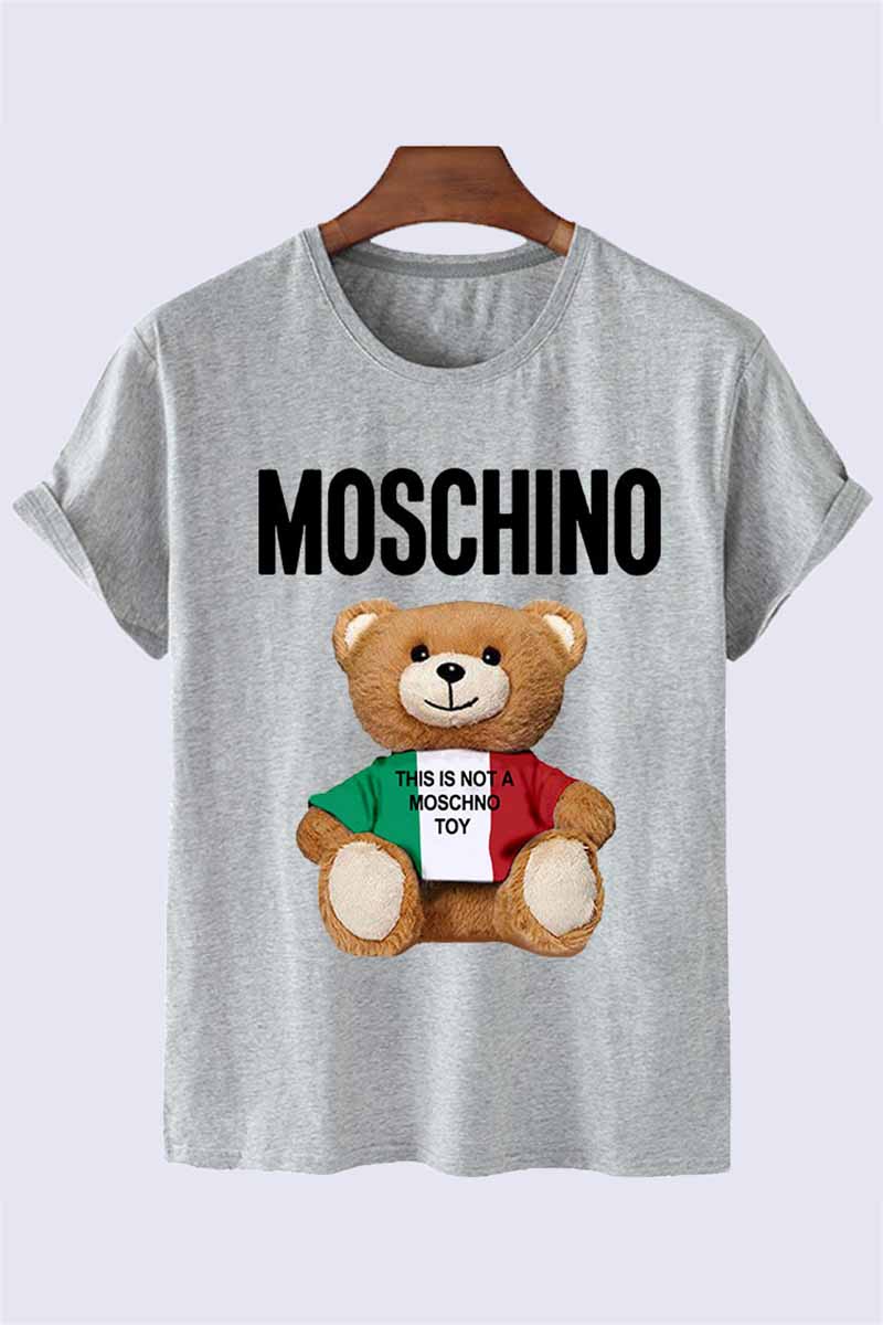 

Grey Fashion Casual Character Print Letter O Neck T-Shirts