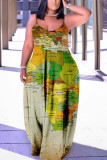 Multicolore Plus Size Fashion Sexy Casual Print Vests V Neck Printed Dress Robes grande taille