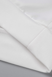 Blusas brancas de moda diária com estampa de retalhos letra O decote