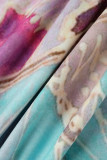 Пурпурные модные повседневные платья в стиле пэчворк с V-образным вырезом и длинными рукавами