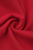 Macacão skinny de patchwork vermelho fashion sexy com lantejoulas transparentes decote em V
