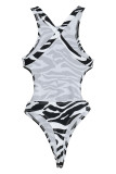 Zwarte mode sexy print backless swimwears