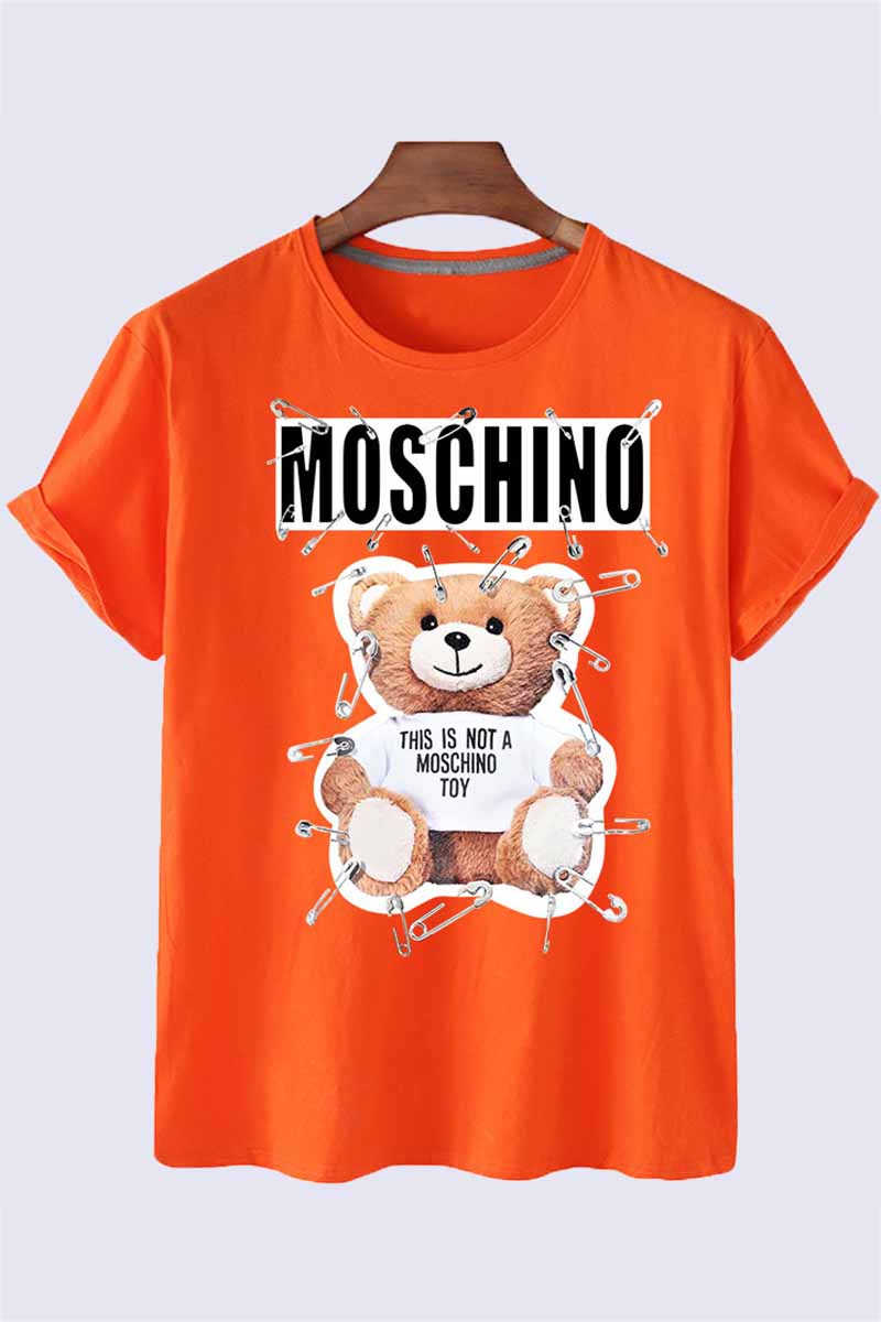 

Orange Red Fashion Casual Character Print Letter O Neck T-Shirts