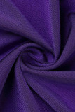 Темно-фиолетовый модный повседневный сплошной разрез с круглым вырезом и коротким рукавом из двух частей