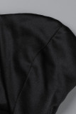 Black Fashion Sexy Solid Patchwork Backless Slit One Shoulder Sleeveless Dress
