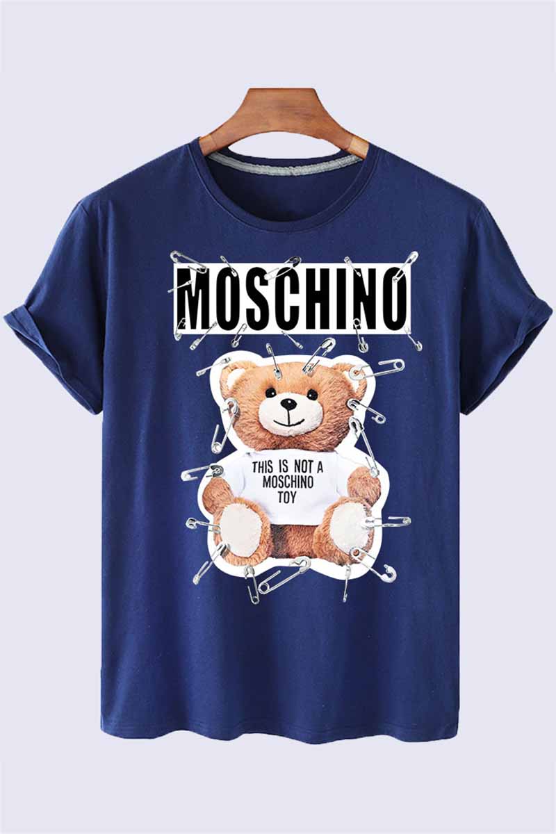 

Deep Blue Fashion Casual Character Print Letter O Neck T-Shirts