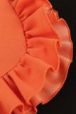 Orange Casual Solid Patchwork Stringy Webkante Plus Size