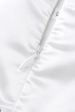 Vestidos de noite brancos elegantes de retalhos sólidos com gola quadrada