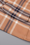 Oranje Mode Casual Print Patchwork Slit Turn-back Kraag Bovenkleding