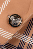 Capispalla con colletto rovesciato con spacco patchwork con stampa casual alla moda caffè leggero