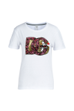 Camisetas con cuello en O de patchwork con estampado de calle de moda blanco