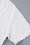 Camisetas de damasco moda casual estampa patchwork básico com gola O