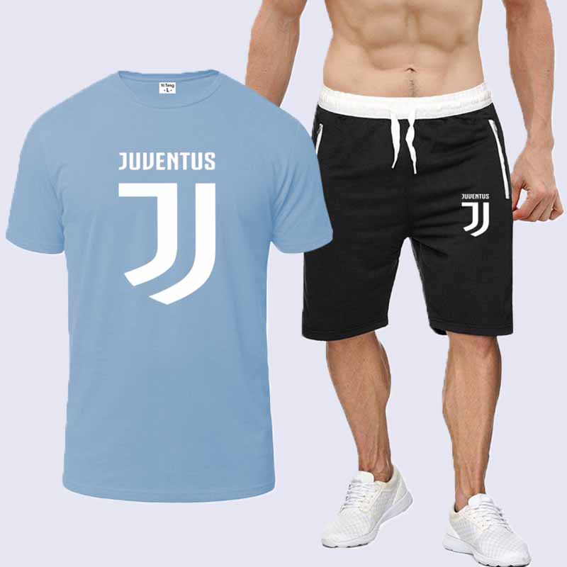 

Baby Blue Fashion Casual Print Letter O Neck Short Sleeve Two Pieces