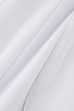 Calça de retalhos reta com estampa casual branca com babados e cintura alta