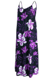 Фиолетовое сексуальное лоскутное платье с бретельками и принтом в стиле пэчворк Платья больших размеров