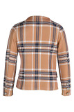 Orange Fashion Casual Print Patchwork Slit Turn-back Collar Outerwear