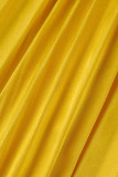 Combinaisons droites jaunes à col en V et patchwork solide sexy