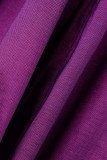 Abiti da sera eleganti viola con scollo a patchwork solido viola