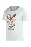 T-shirt basic o collo con stampa leopardata moda casual con stampa patchwork