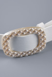 Weiße, elegante, solide Patchwork-Perlen mit Gürtel und quadratischem Kragen