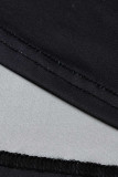Due pezzi trasparenti a maniche corte trasparenti con patchwork con nappe e stampa nera sexy