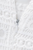 Белое элегантное сплошное лоскутное шитье с поясом и квадратным воротником