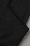 Vestidos de manga comprida preto estampado casual patchwork gola O