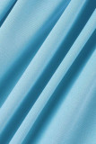 Абрикосовые повседневные однотонные лоскутные складки с круглым вырезом прямые платья