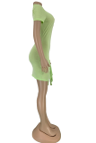 Vestidos de falda lápiz de cuello alto ahuecados con estampado de moda verde