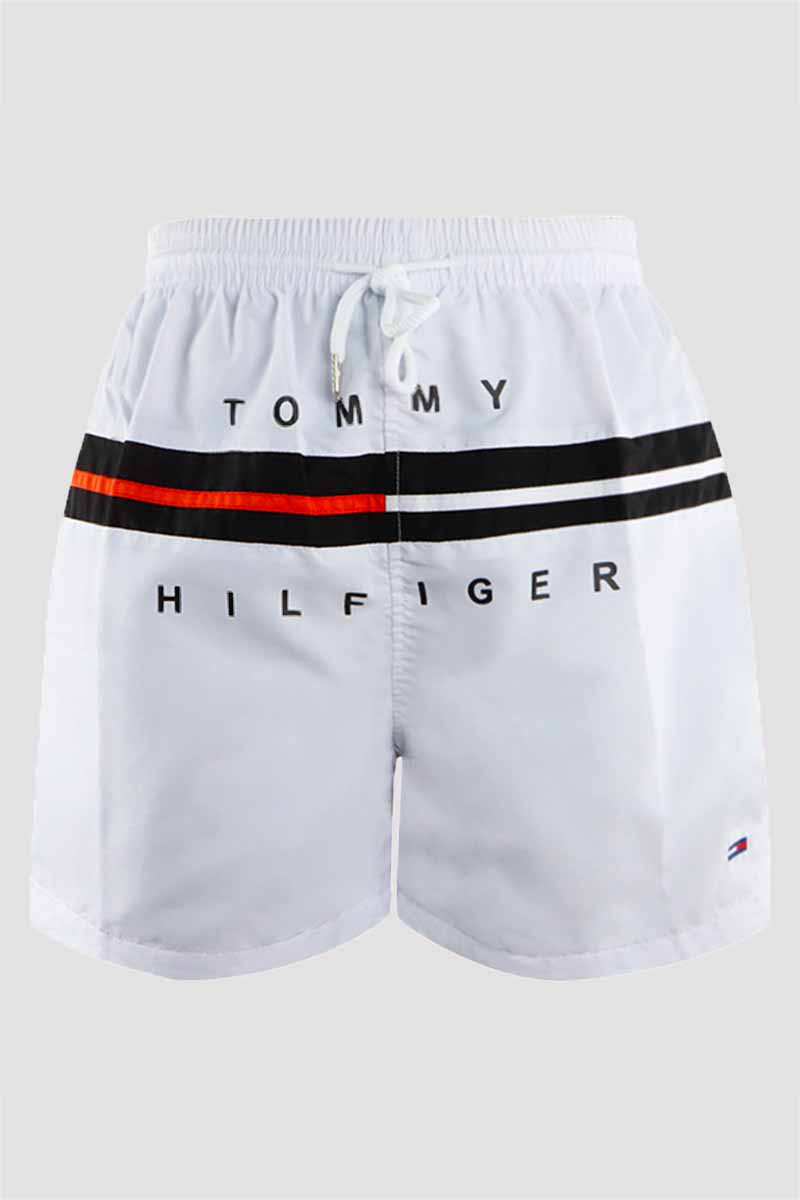 

White Fashion Sportswear Print Patchwork Letter Board Shorts